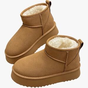 Warm cozy slip on fur lined booties